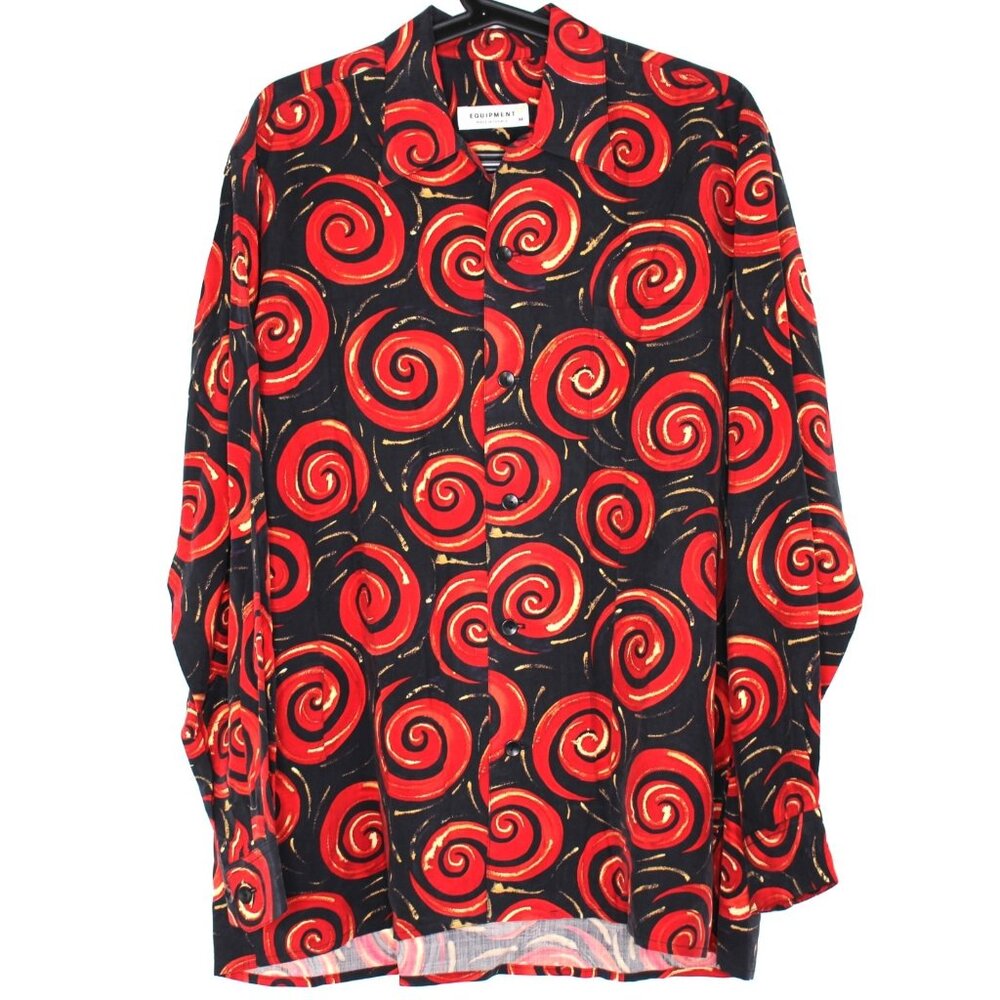 Equipment Mens Medium Flowy Geometric Loop Collar Button Up Shirt NEW RARE C1152